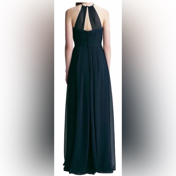 NWT Bill Levkoff Navy Chiffon Halter Bridesmaid Formal Gown Size 6 - Picture 2 of 2